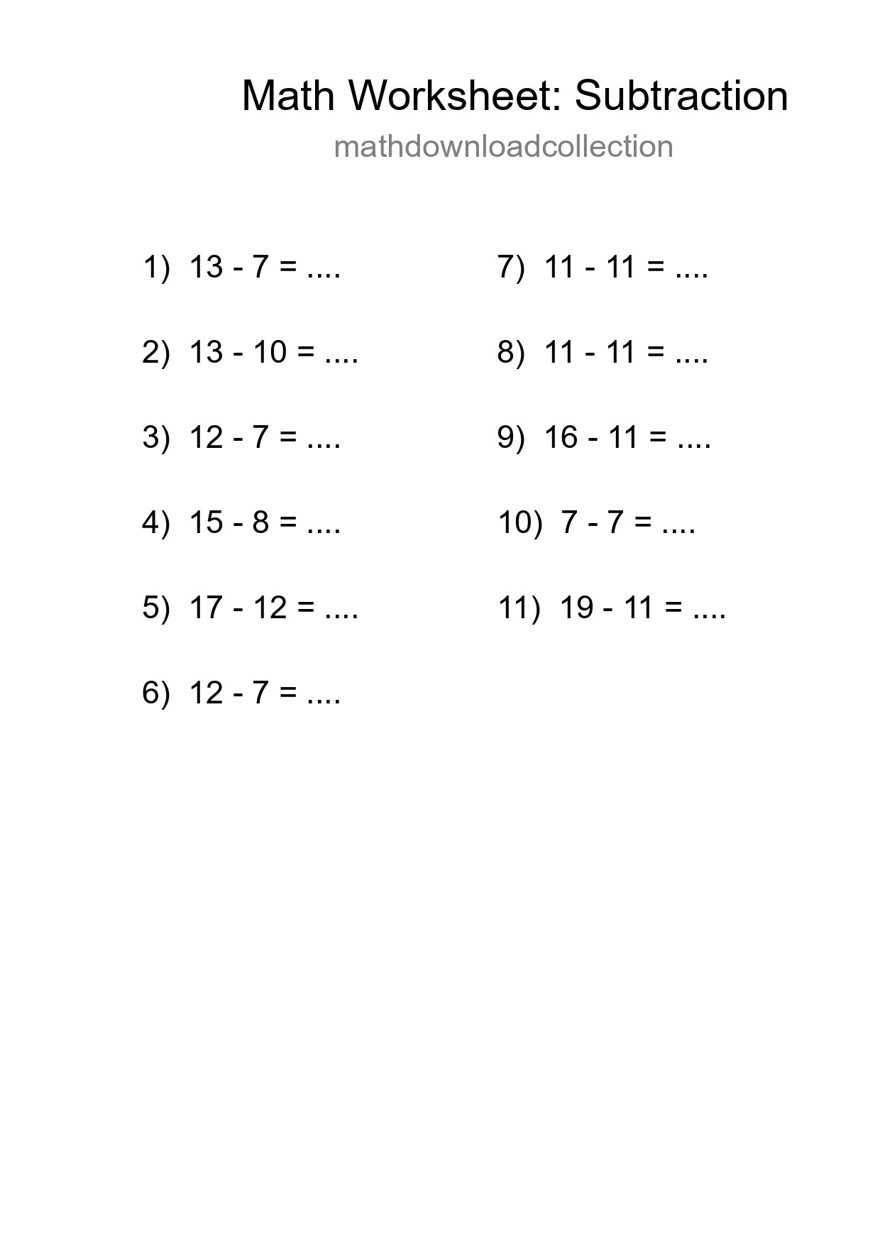 Free 11 Subtraction Math Worksheet For Grade 2 With Answers - Part 107