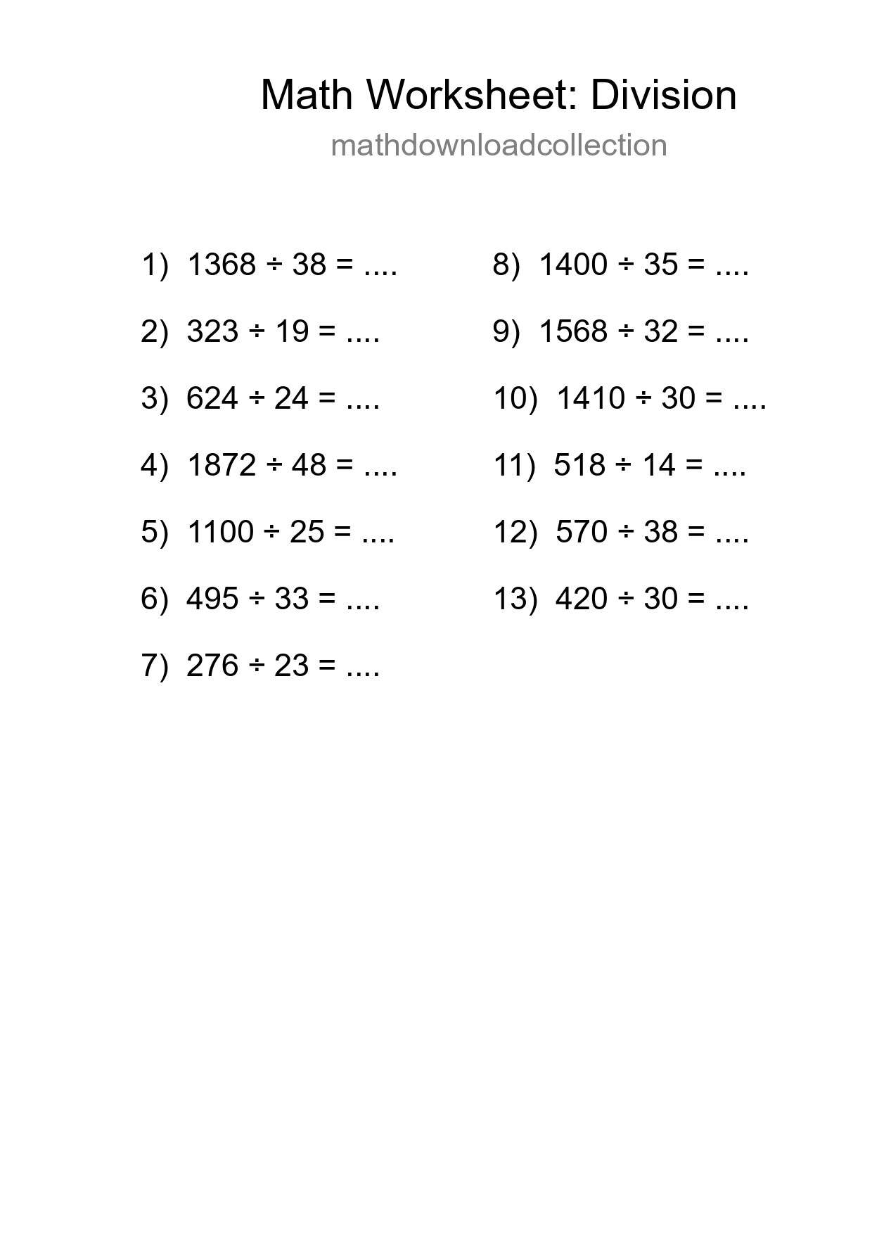 Free 13 Division Math Worksheet For Grade 2 With Answers - Part 136