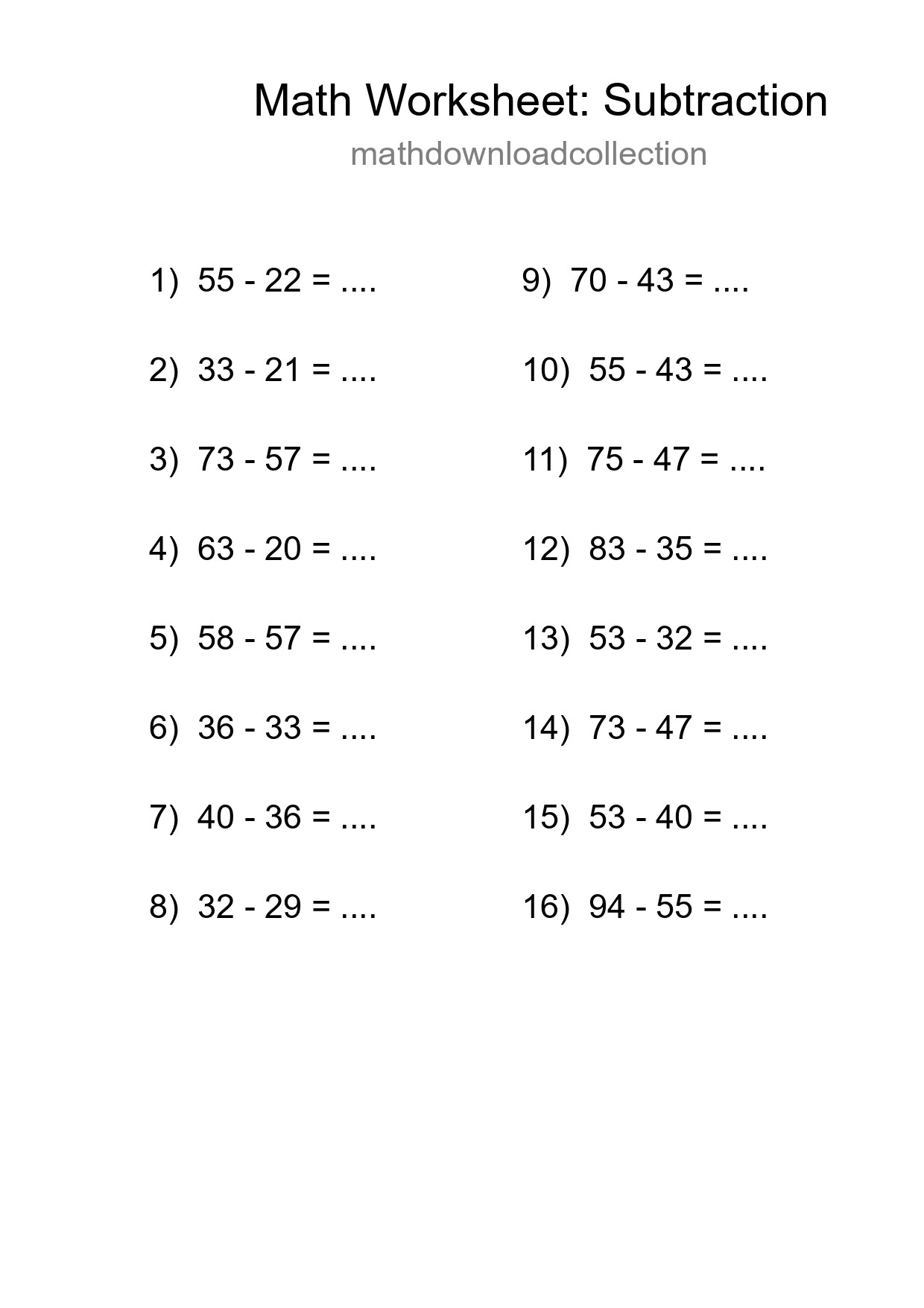Free 16 Subtraction Math Worksheet For Grade 3 With Answers - Part 250