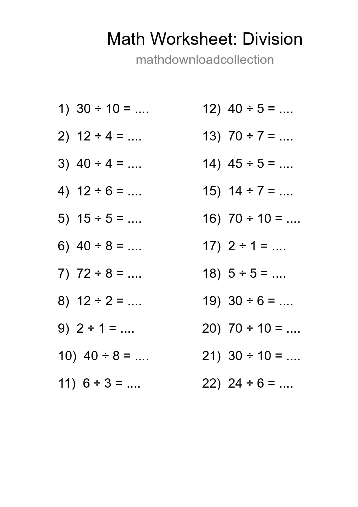 Free 22 Division Math Worksheet For Grade 1 - Part 26