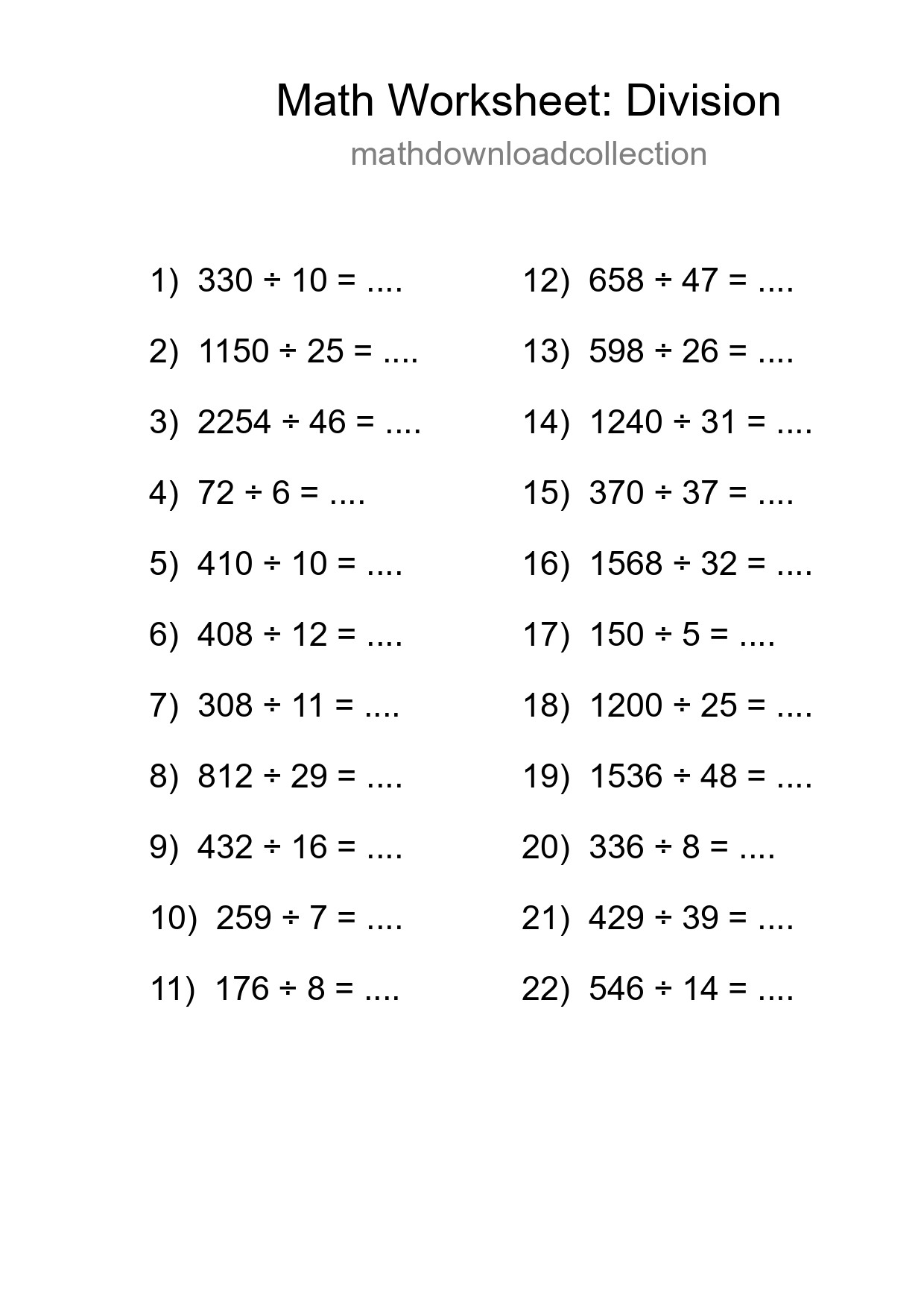 Free 22 Division Math Worksheet For Grade 2 With Answers - Part 48