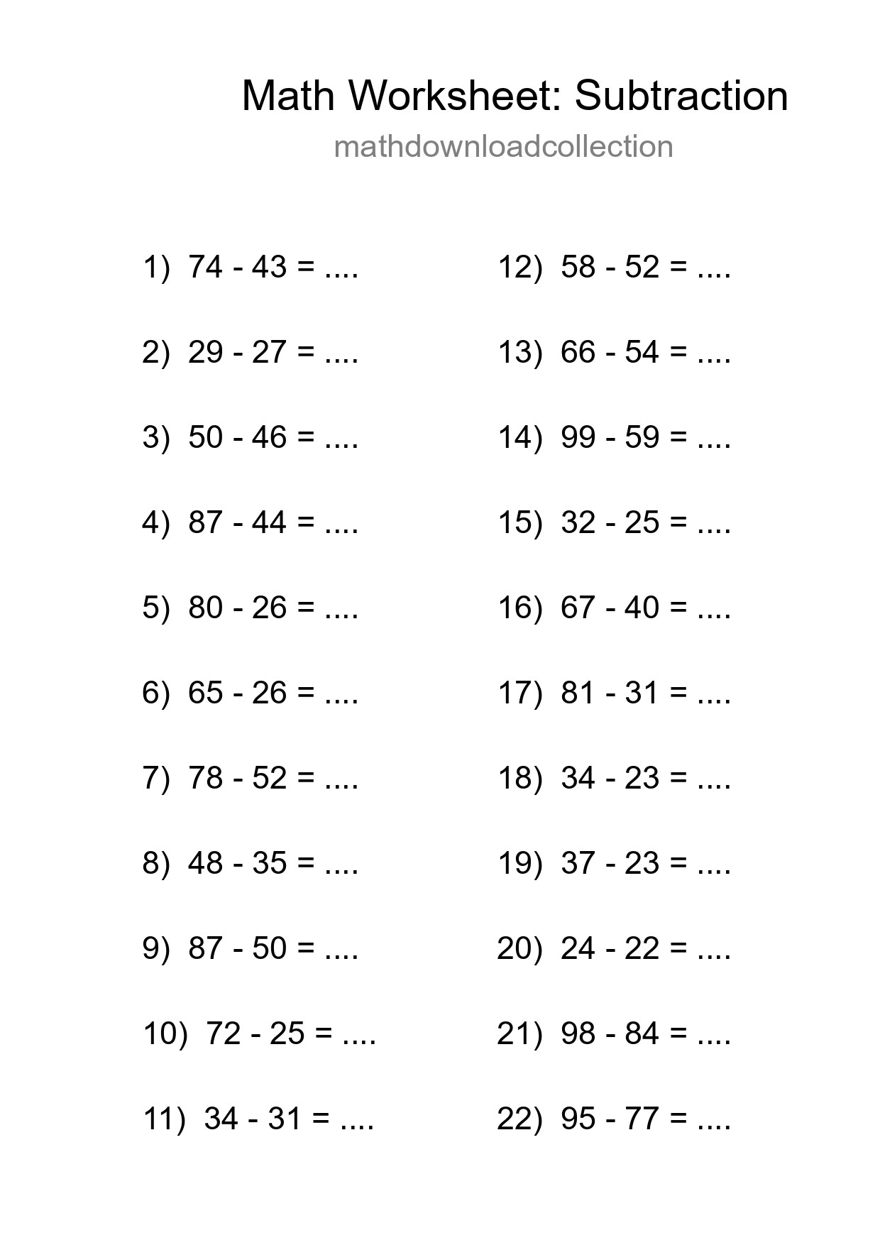 Free 22 Subtraction Math Worksheet For Grade 3 - Part 140