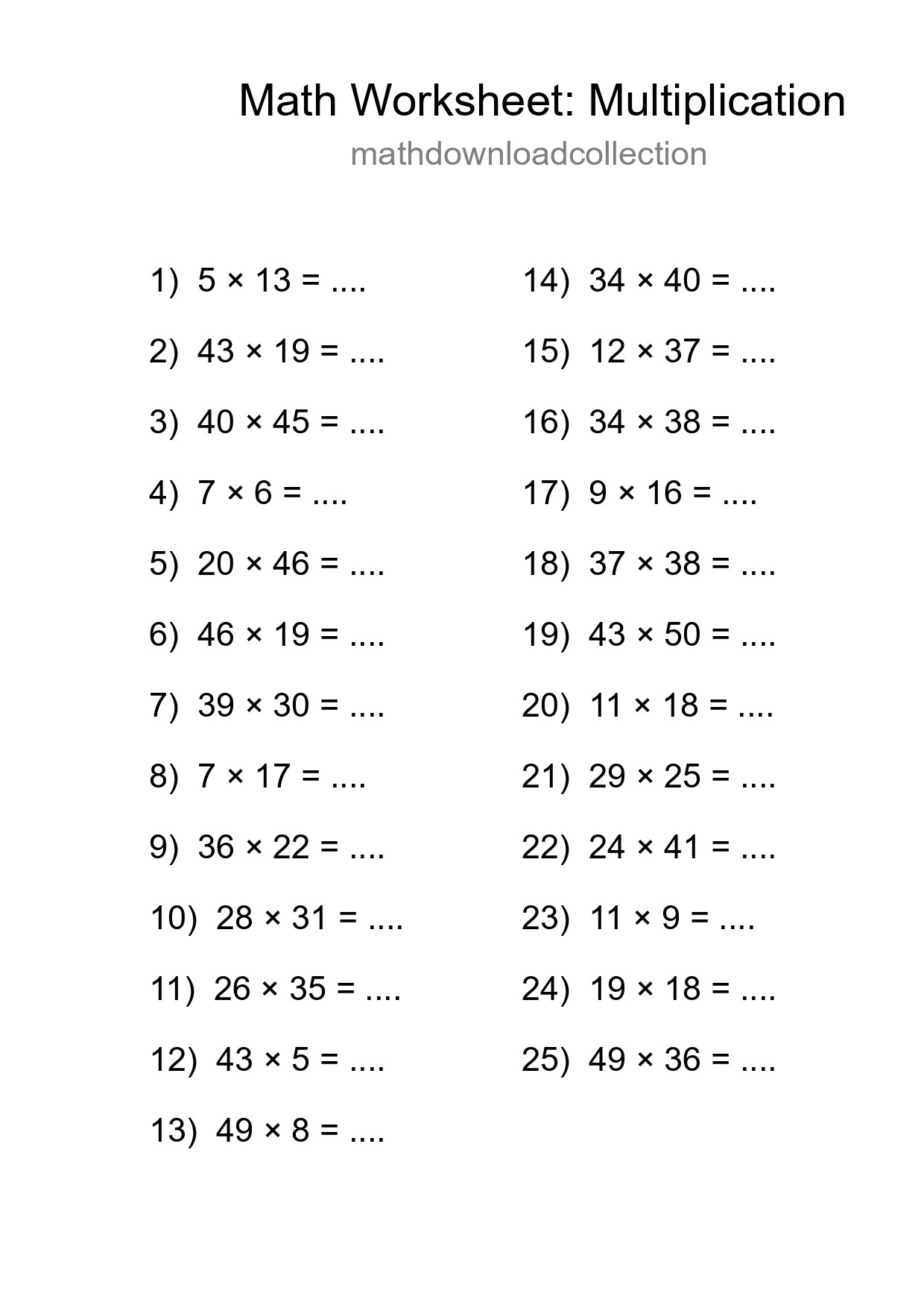 Free 25 Multiplication Math Worksheet For Grade 2 - Part 227