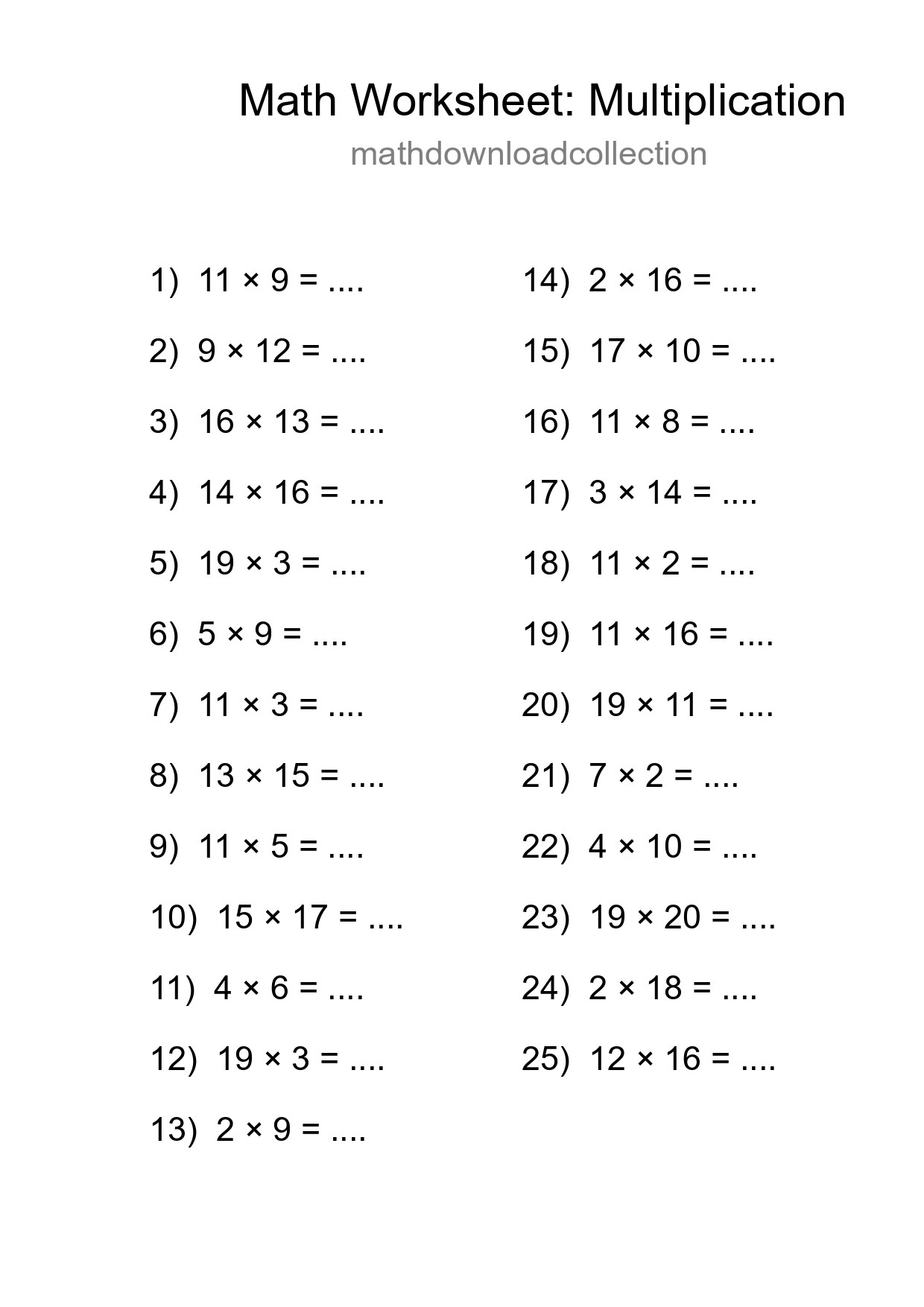 Free 25 Multiplication Math Worksheet For Grade 2 With Answers - Part 271