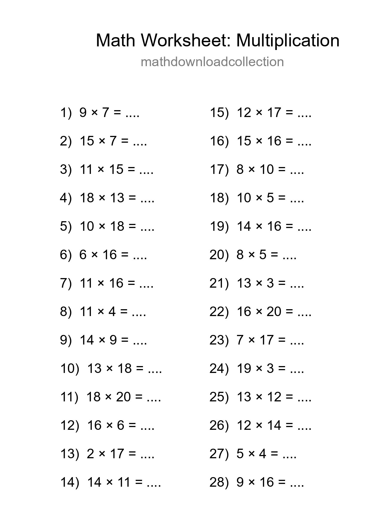 Free 28 Multiplication Math Worksheet For Grade 2 With Answers - Part 29