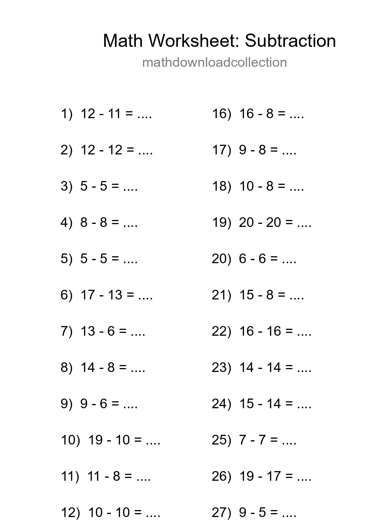 Free 29 Subtraction Math Worksheet For Grade 2 - Part 63