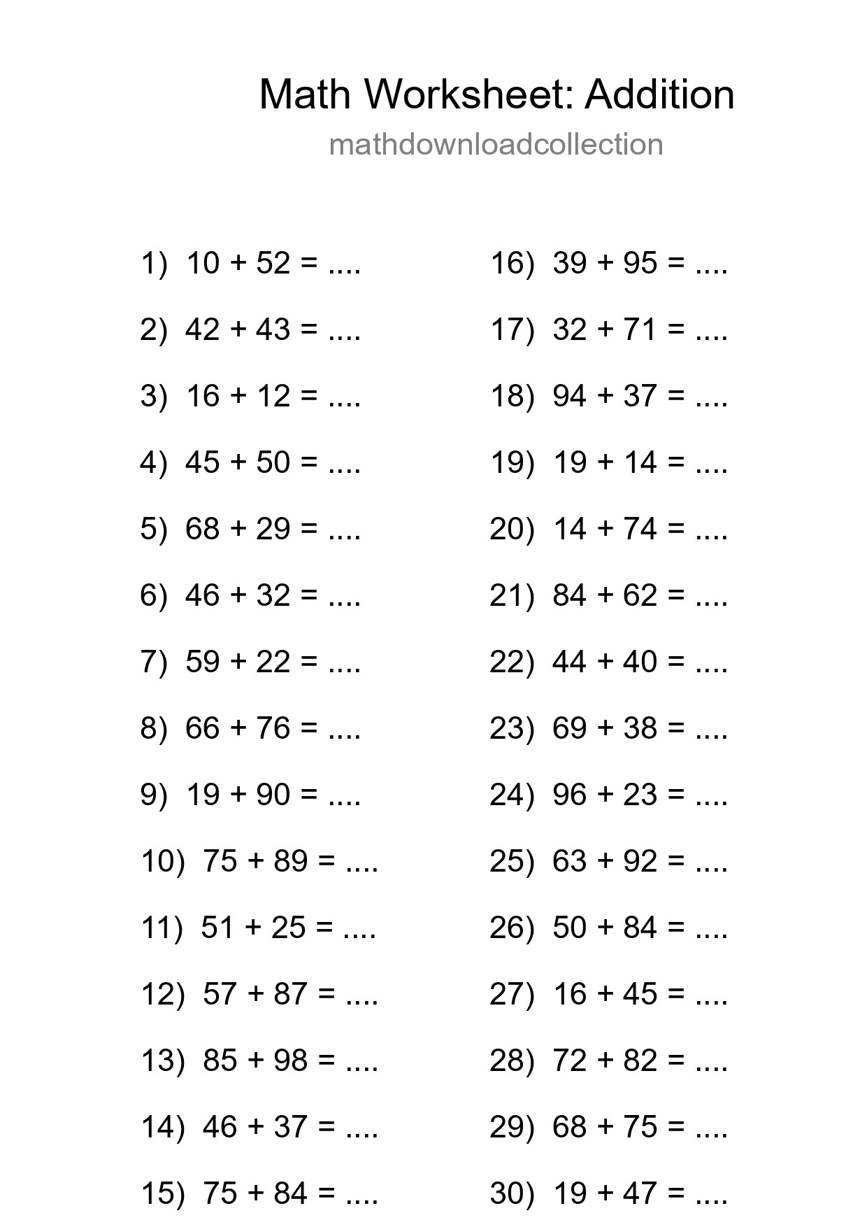 Free 30 Addition Math Worksheet For Grade 3 - Part 243