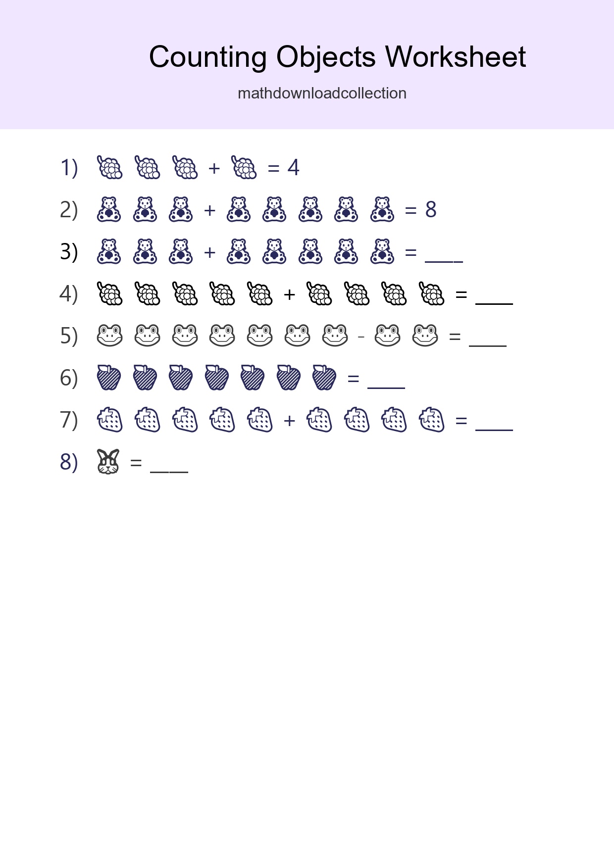 Free Counting Objects Worksheet For Kindergarten - Part 223