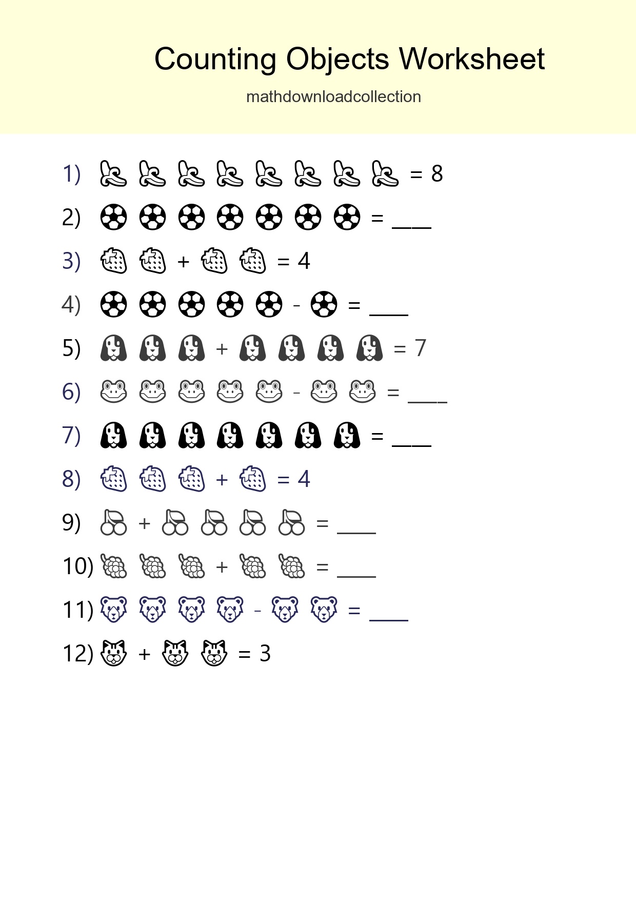 Free Counting Objects Worksheet For Kindergarten - Part 245