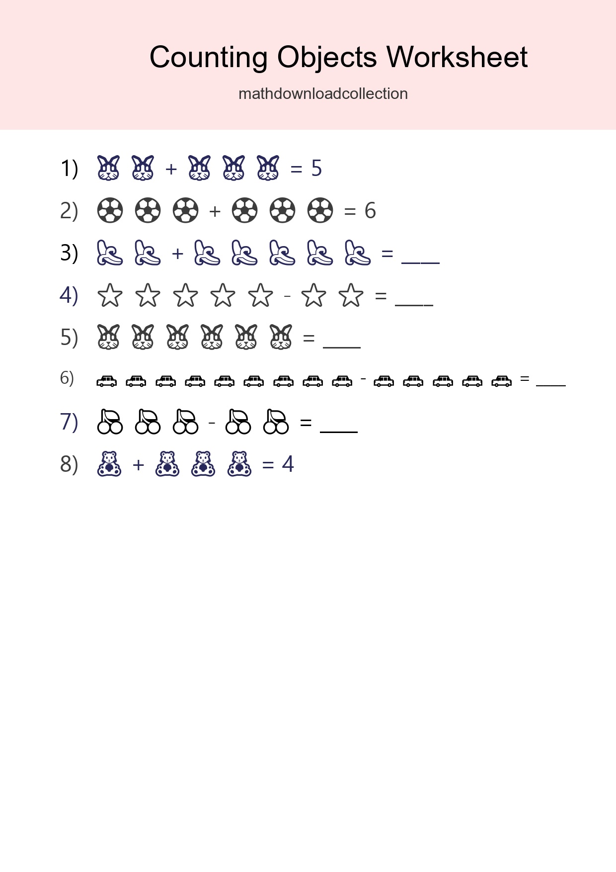 Free Counting Objects Worksheet For Kindergarten Printable - Part 168