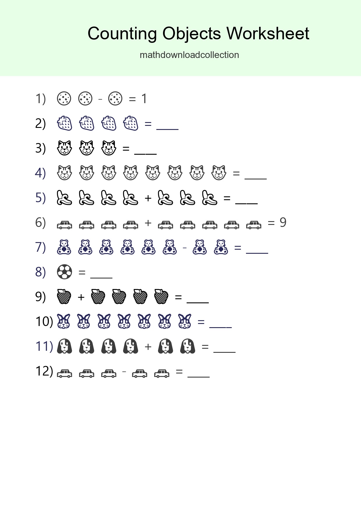 Free Counting Objects Worksheet For Kindergarten Printable - Part 201