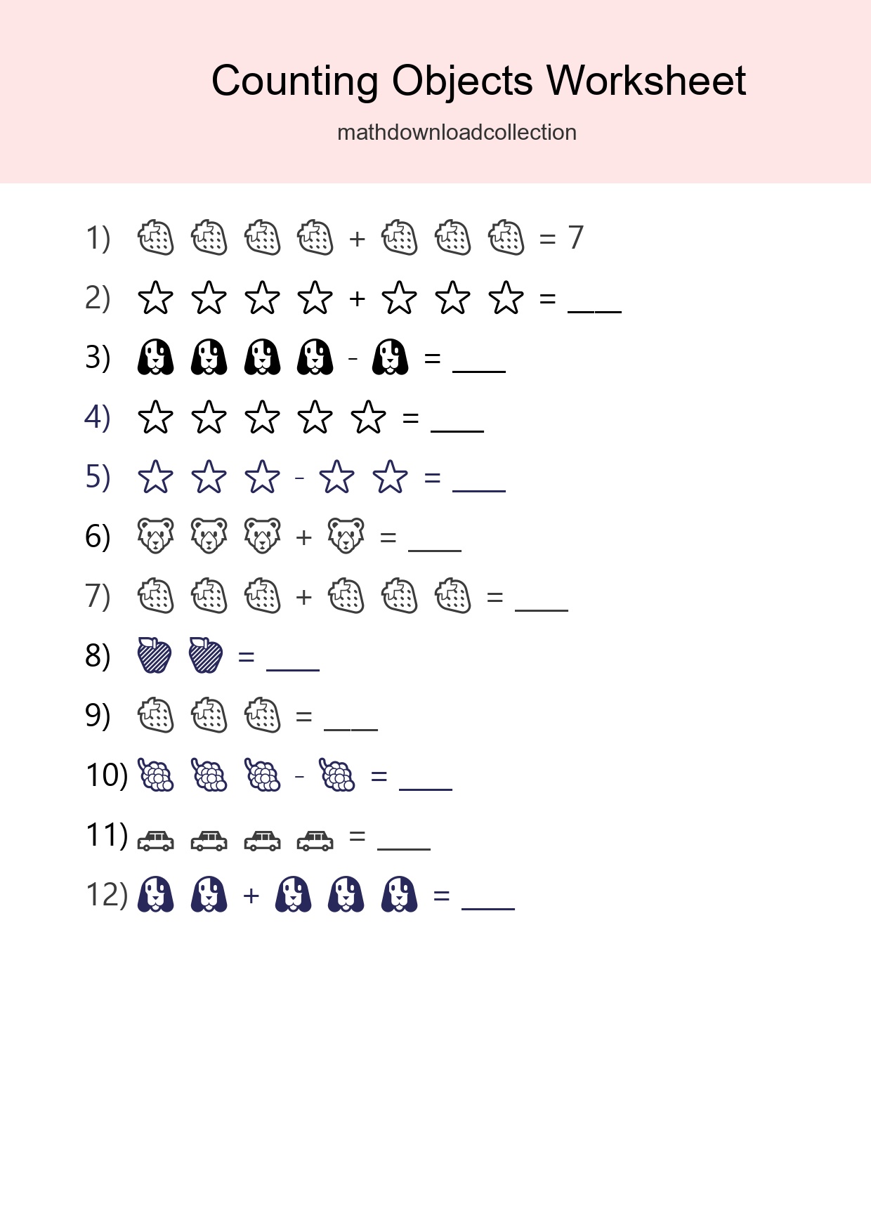 Free Counting Objects Worksheet For Kindergarten Printable - Part 25