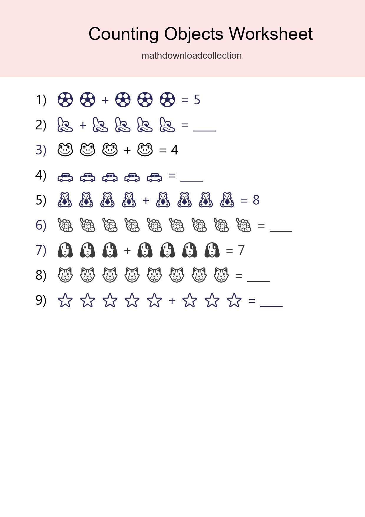 Free Counting Objects Worksheet For Kindergarten Printable - Part 278