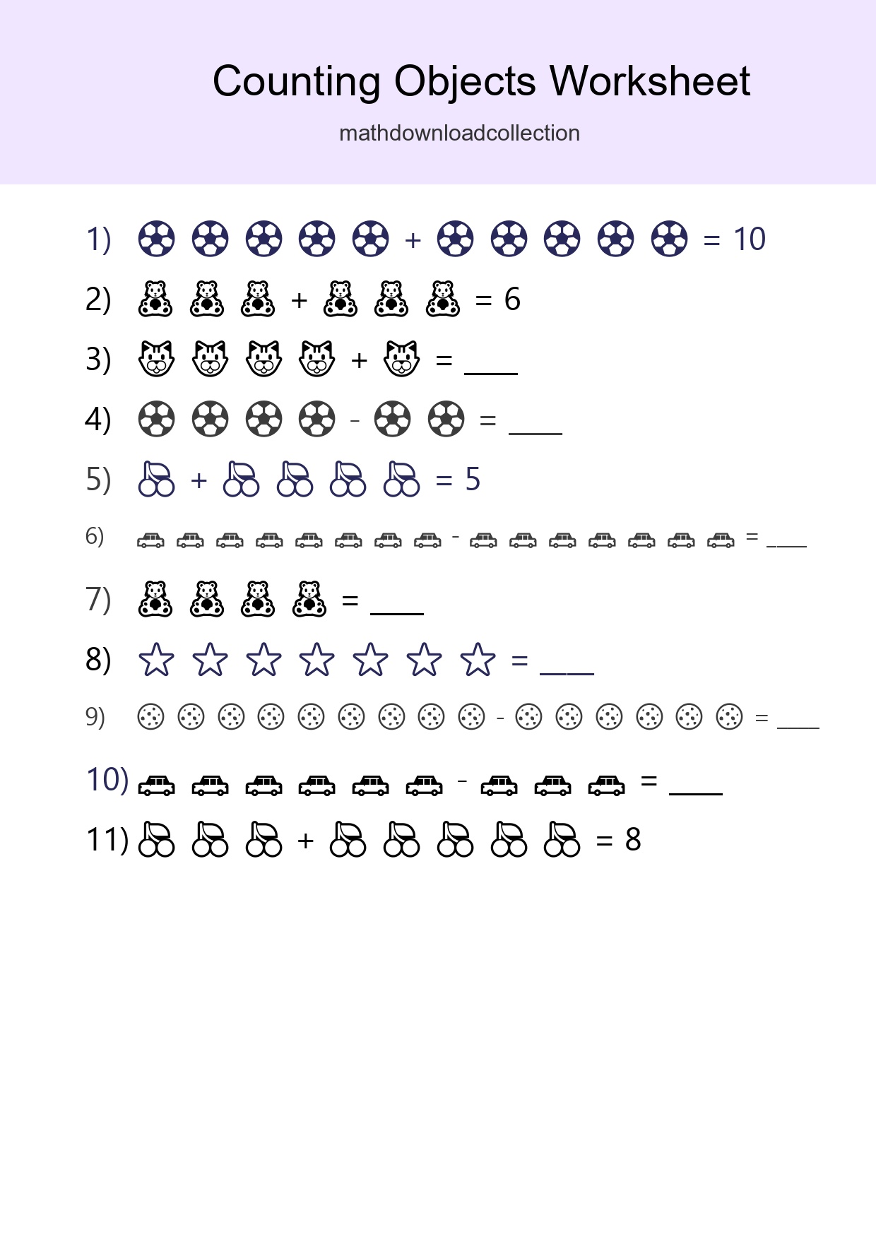 Free Counting Objects Worksheet For Kindergarten Printable - Part 69