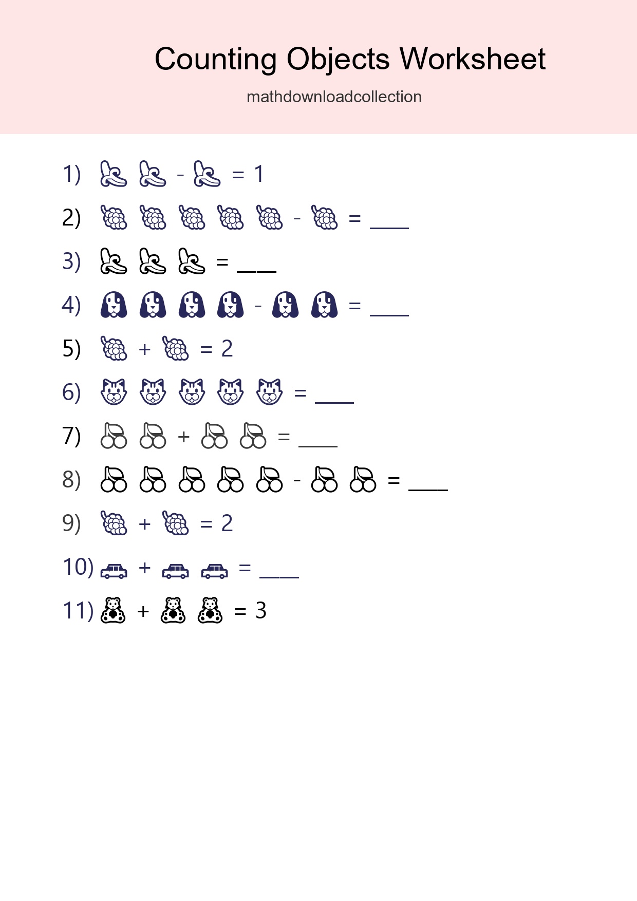 Free Counting Objects Worksheet For Pre-K Printable - Part 14