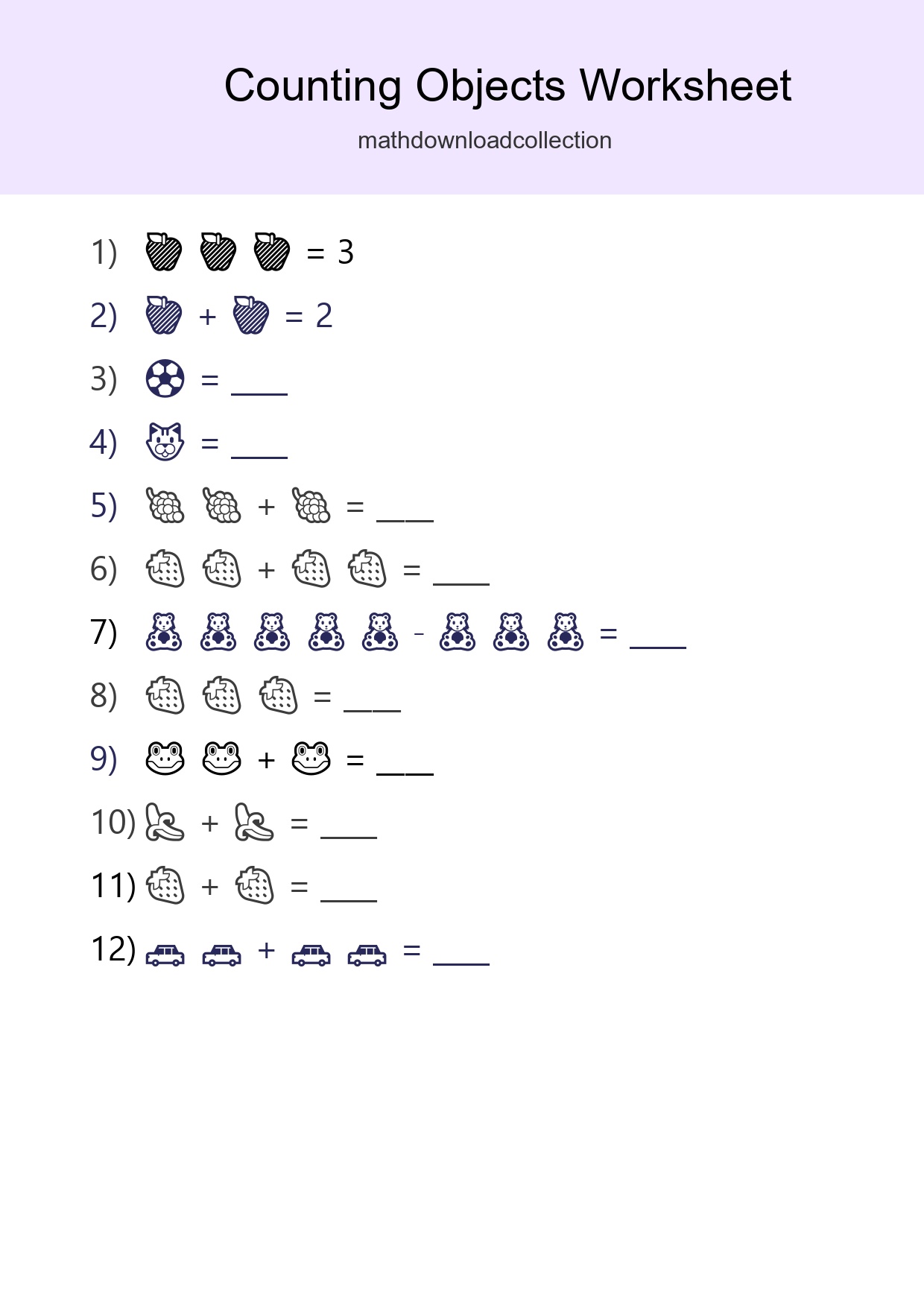 Free Counting Objects Worksheet For Pre-K Printable - Part 3