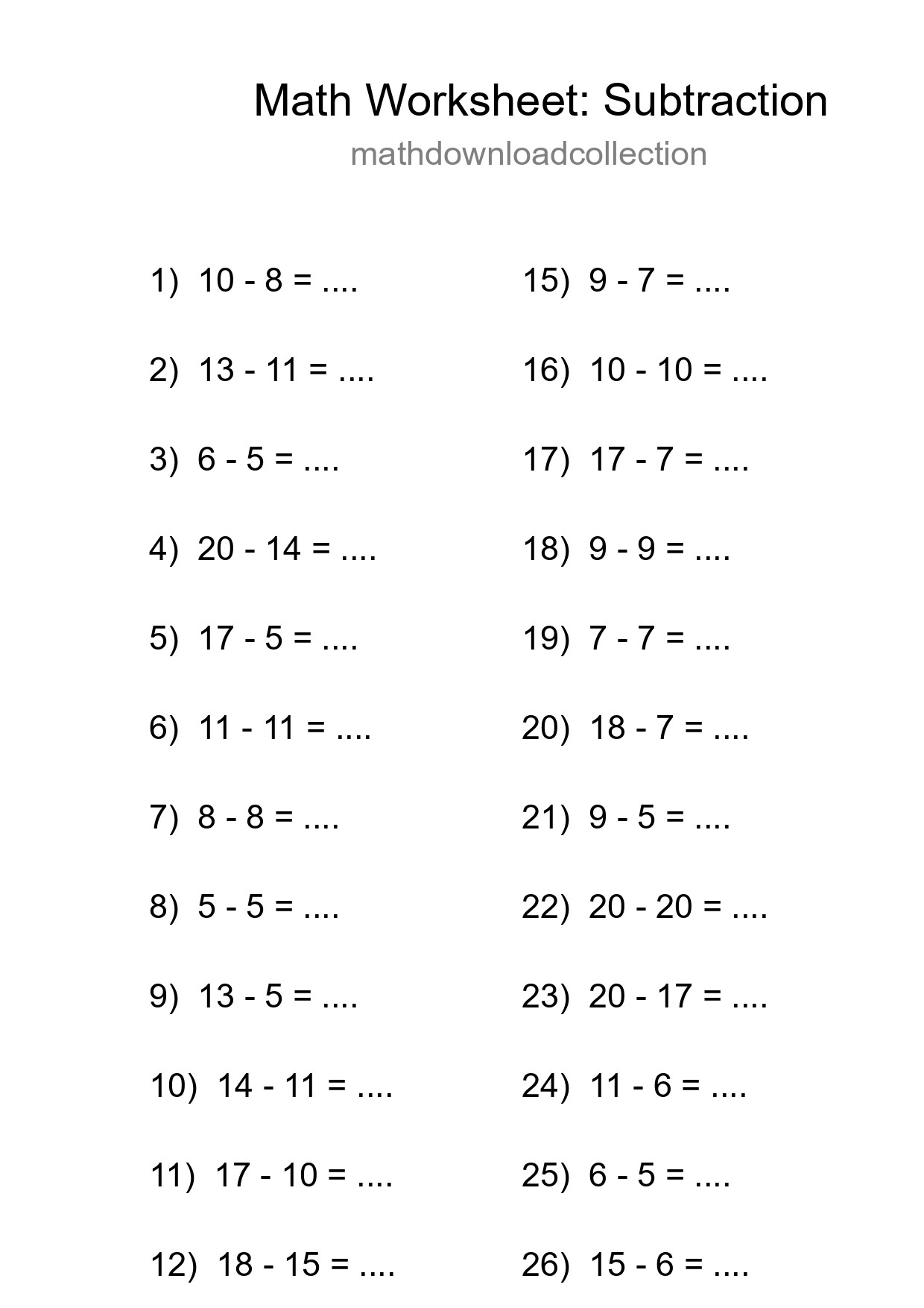 Grade 2 Subtraction Practice Worksheet (28 Problems) - Part 195