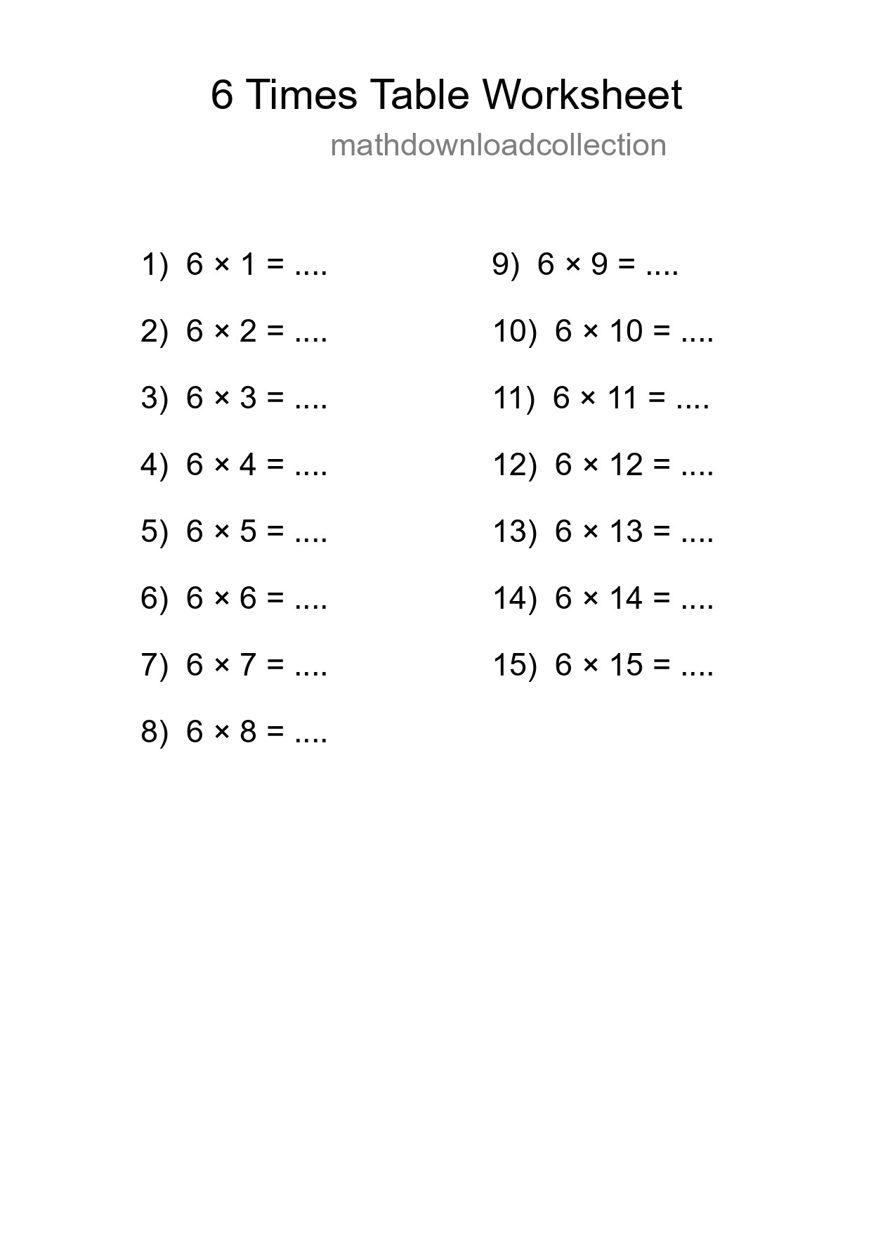 Grade 3 Multiplication Table 6 Practice - Part 108