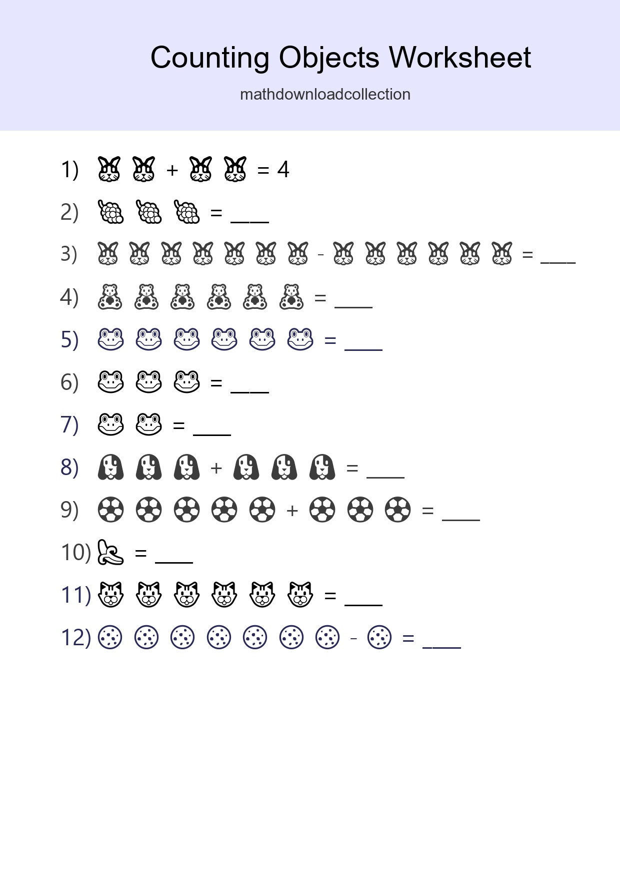 Kindergarten Count The Objects Worksheet - Part 179