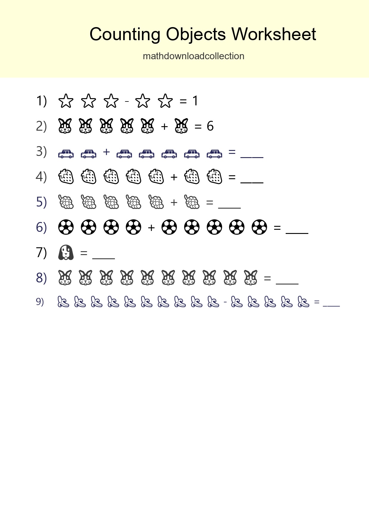 Kindergarten Count The Objects Worksheet - Part 234