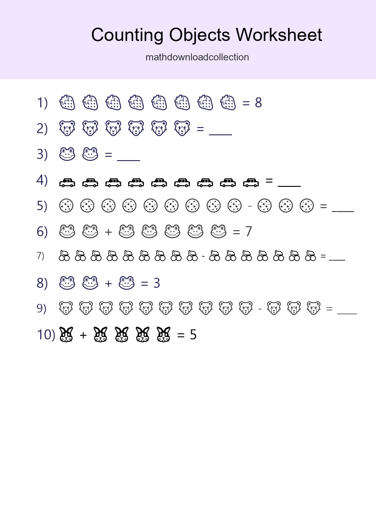 Kindergarten Count The Objects Worksheet - Part 36