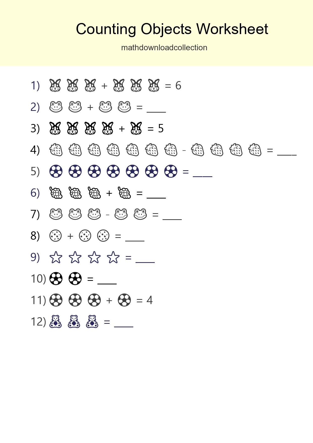 Kindergarten Count The Objects Worksheet - Part 47