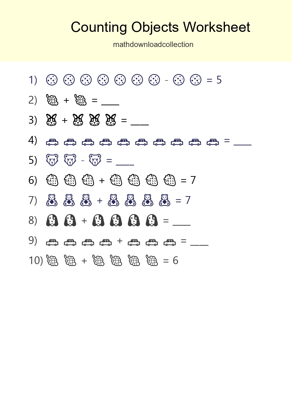 Learn Counting With Pictures Worksheet (Kindergarten) - Part 124