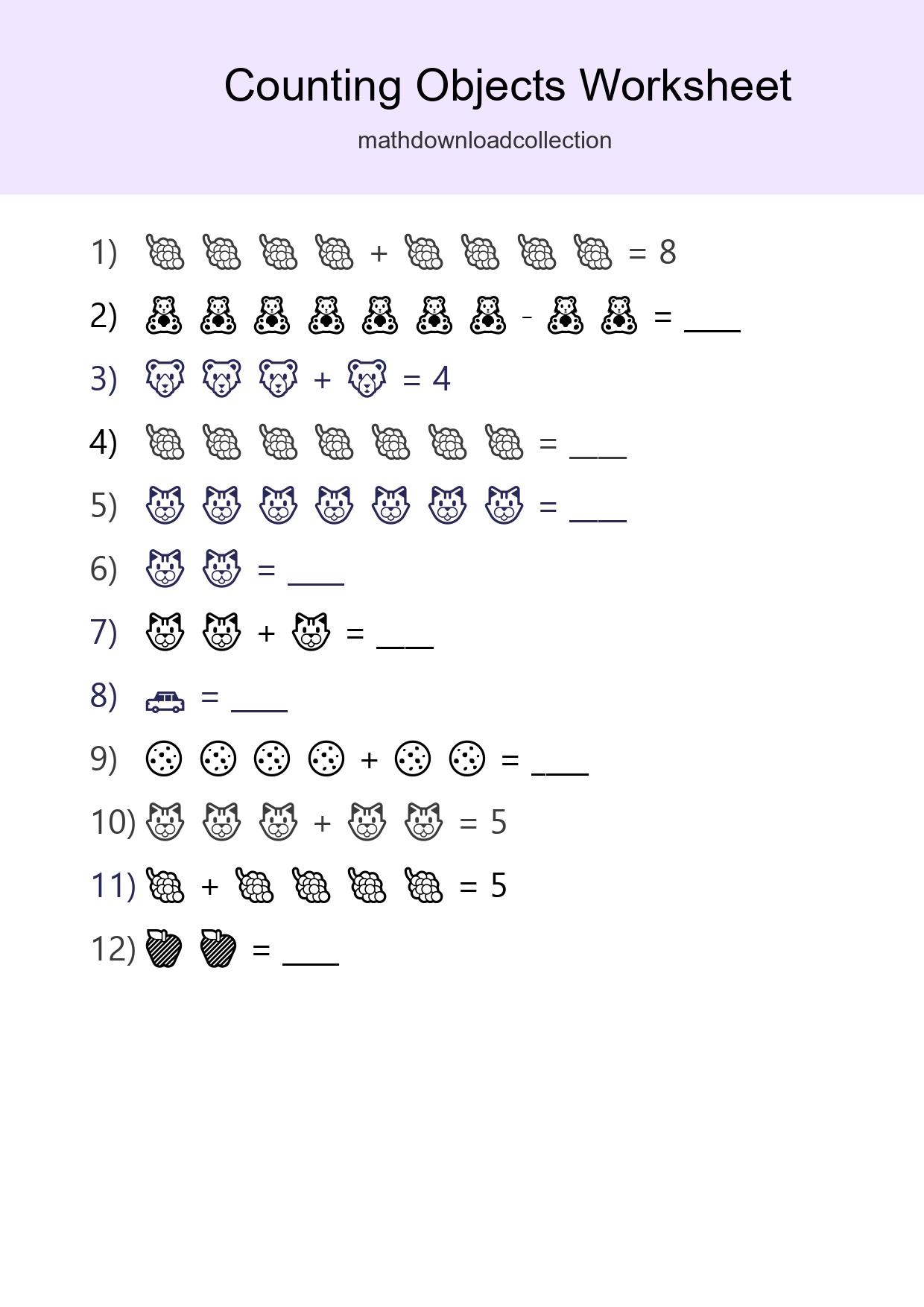 Learn Counting With Pictures Worksheet (Kindergarten) - Part 212
