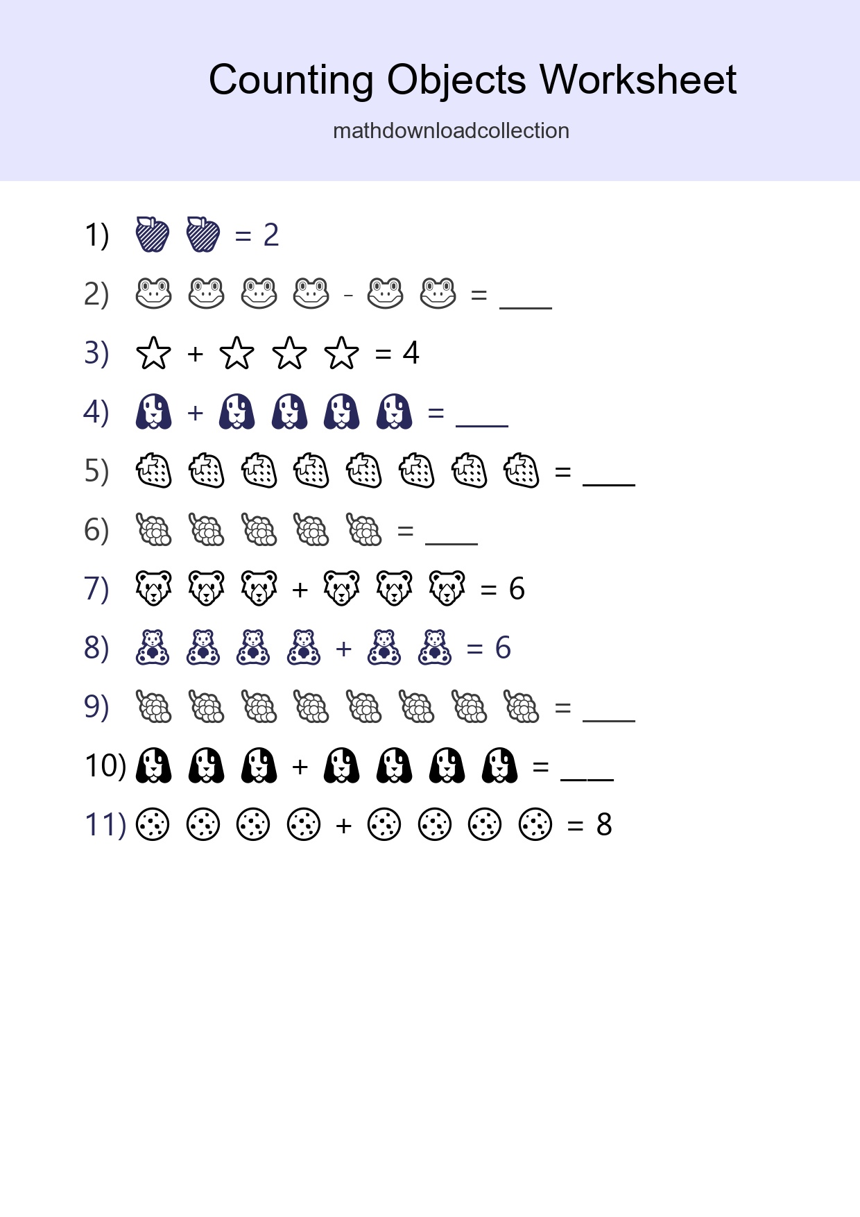 Learn Counting With Pictures Worksheet (Kindergarten) - Part 58