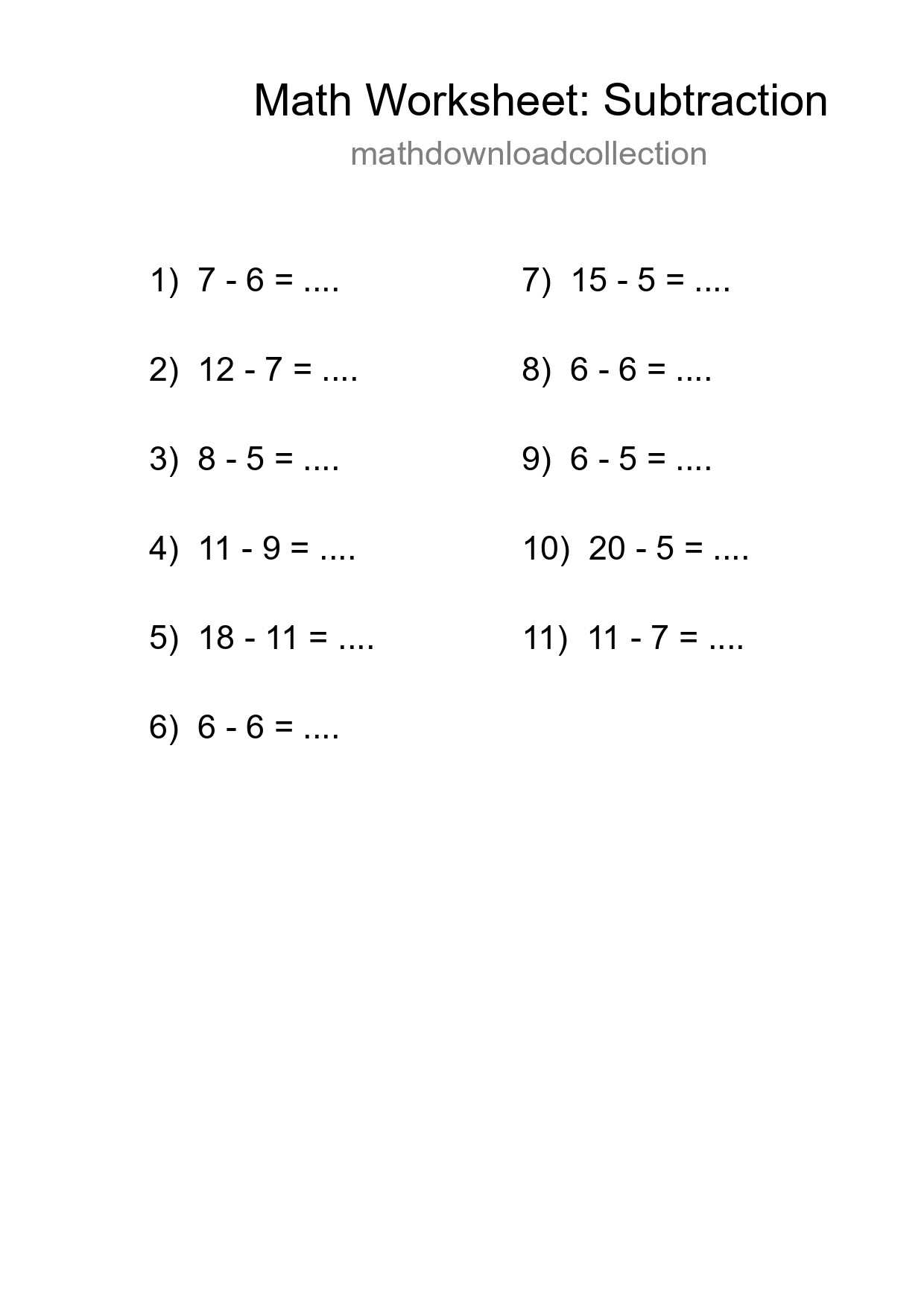 Printable Free 11 Subtraction Math Worksheet For Grade 2 - Part 184