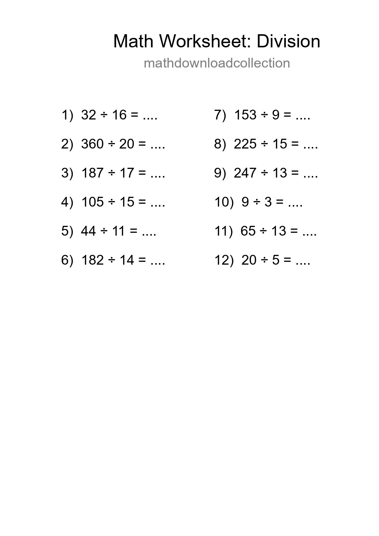 Printable Free 12 Division Math Worksheet For Grade 2 - Part 70
