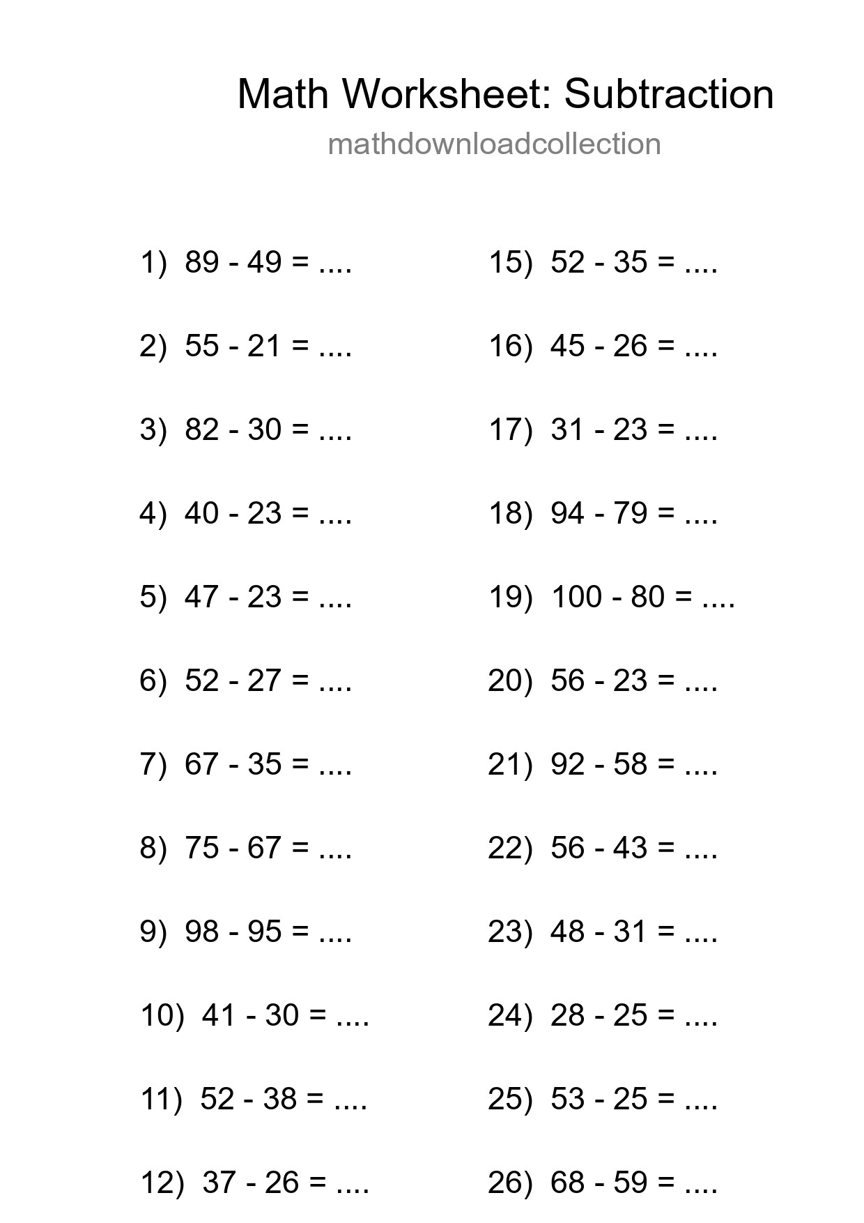 Printable Free 27 Subtraction Math Worksheet For Grade 3 - Part 239